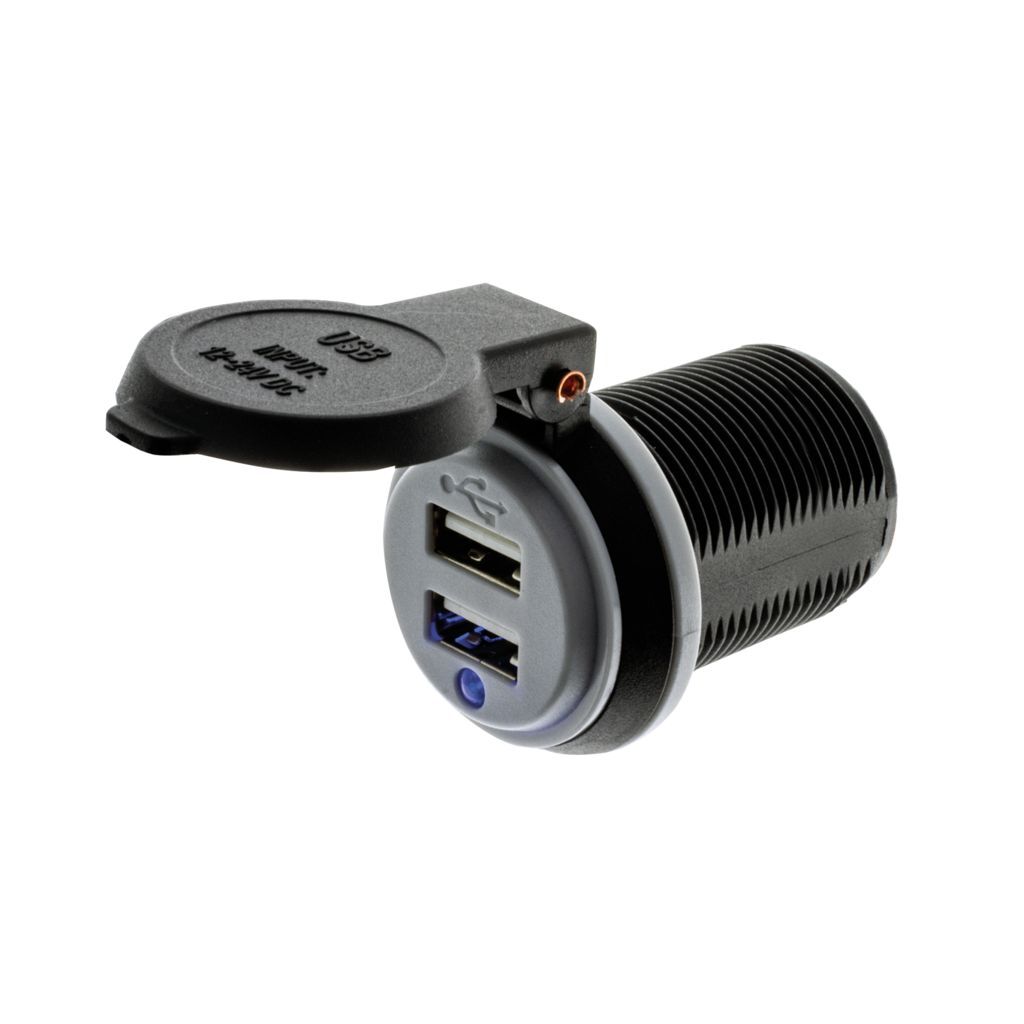 DUAL USB SOCKET - STRAIGHT TERMINALS