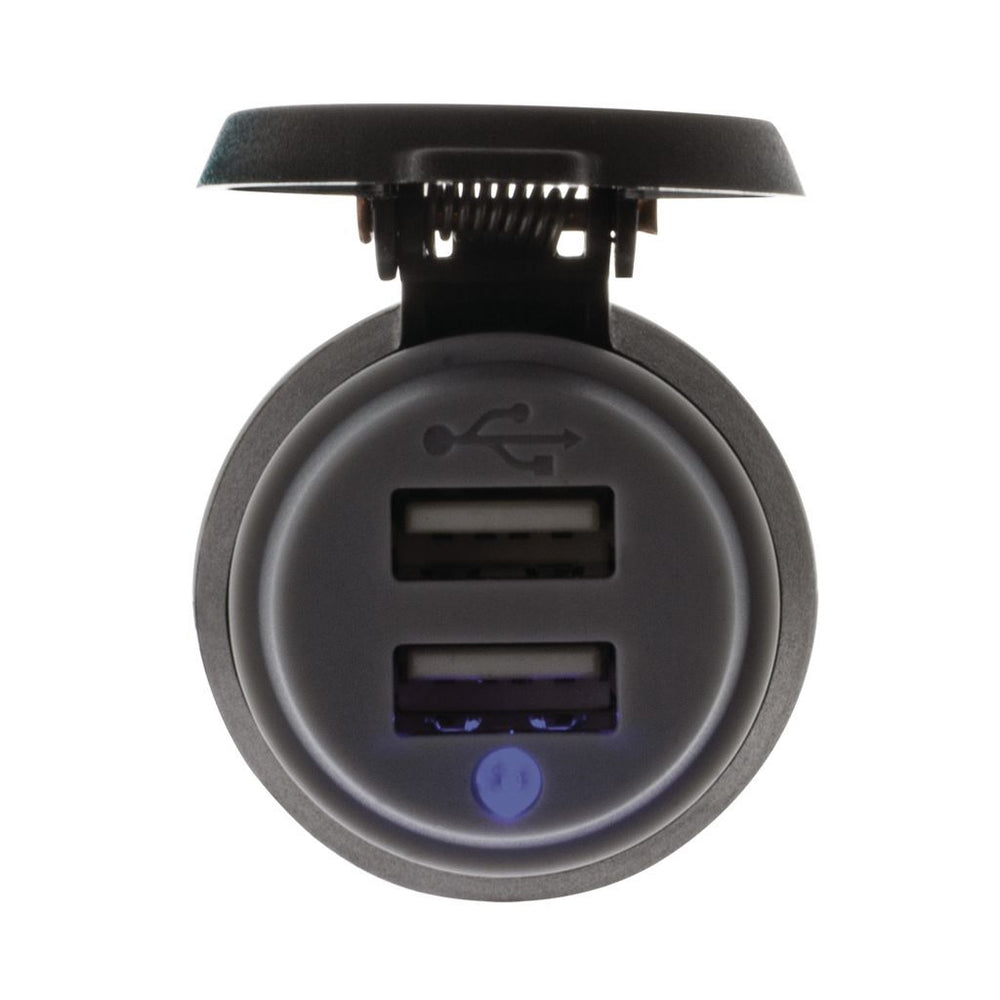 DUAL USB SOCKET - STRAIGHT TERMINALS