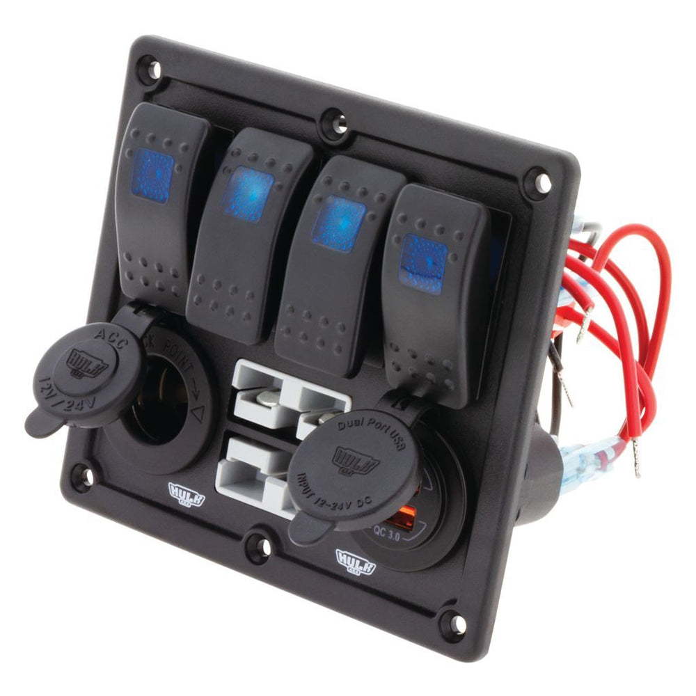 4 WAY SWITCH PANEL W/ 50A PLUGS ACCESSORY POWER SOCKET & DUAL USB