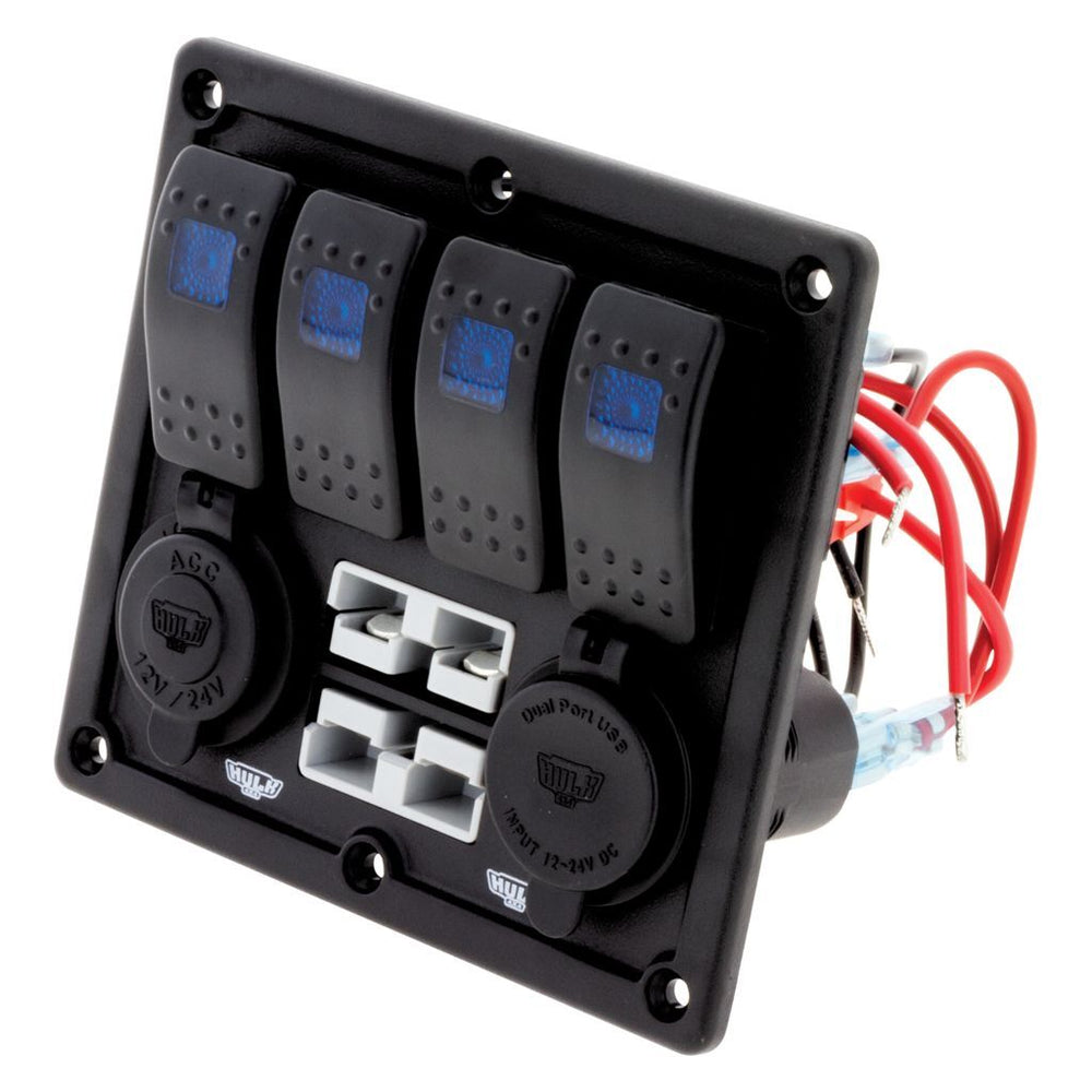 4 WAY SWITCH PANEL W/ 50A PLUGS ACCESSORY POWER SOCKET & DUAL USB