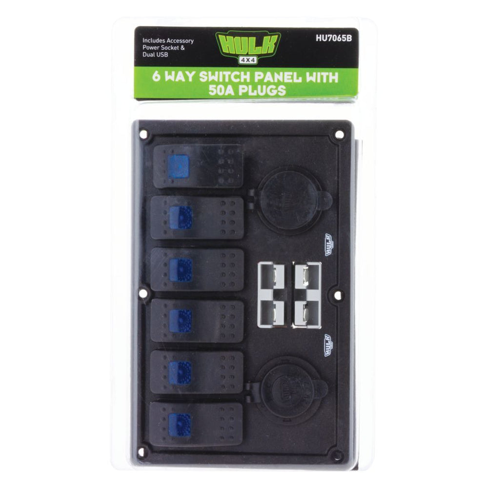 
                  
                    6-WAY SWITCH PANEL W/ 50A PLUGS ACCESSORY SOCKET & DUAL USB
                  
                