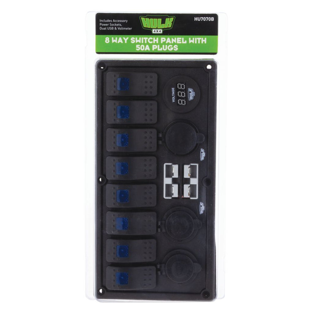 
                  
                    8 WAY SWITCH PANEL WITH 50A PLUGS ACC POWER SOCKET & USB
                  
                