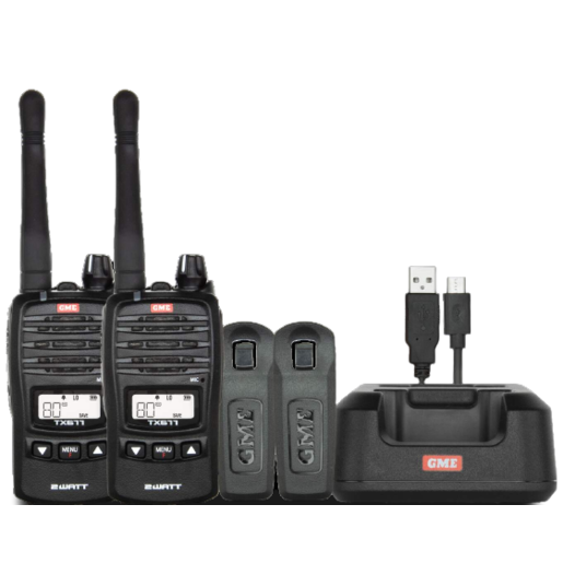 GME UHF CB Handheld Radio 2 Watt Twin Pack - TX677TP