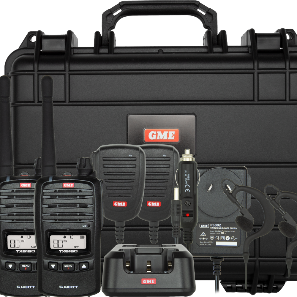 GME UHF CB Handheld Radio 5/1 Watt Twin Pack - TX6160TP