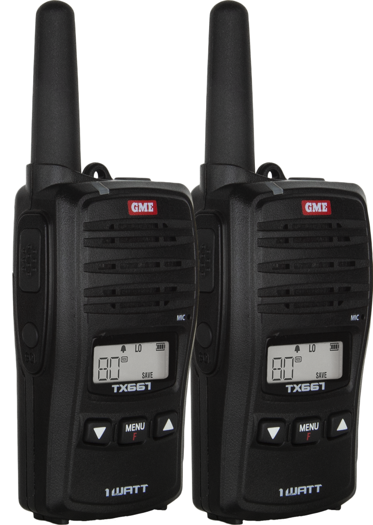 GME UHF CB Handheld Radio 1 Watt Twin Pack - TX667TP